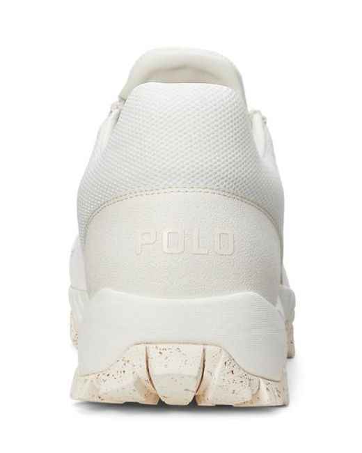 Polo Ralph Lauren White Grayson Suede-Mesh Trainer