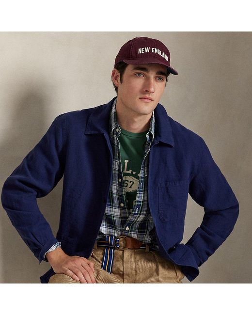 Ralph Lauren Blue Linen Utility Jacket for men