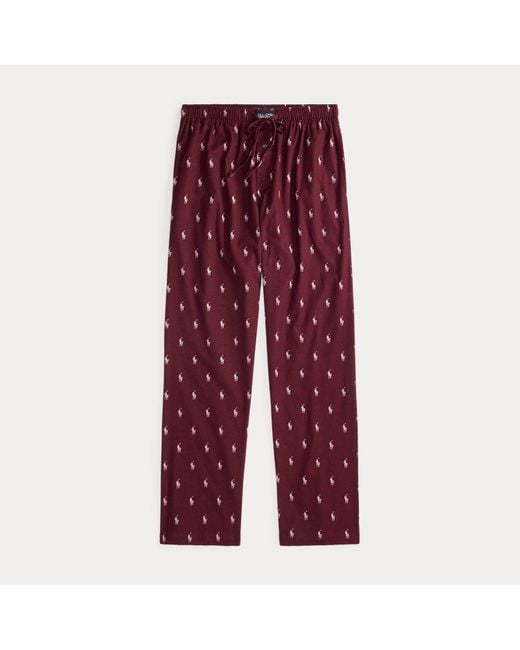 Ralph Lauren Red Allover Pony Flannel Pajama Pant for men