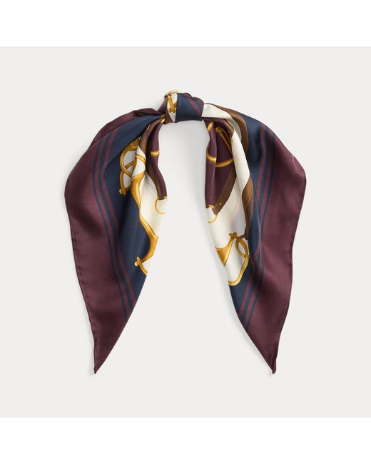 Ralph Lauren Purple Ralph Lauren Logo Equestrian-Print Silk Square Scarf
