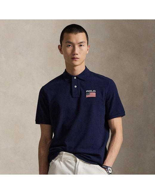 Polo Ralph Lauren Classic-Fit Mesh-Poloshirt Mit Flagge in Blue für Herren