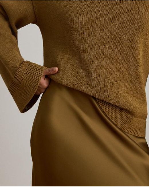 Ralph Lauren Green Satin Charmeuse Maxiskirt