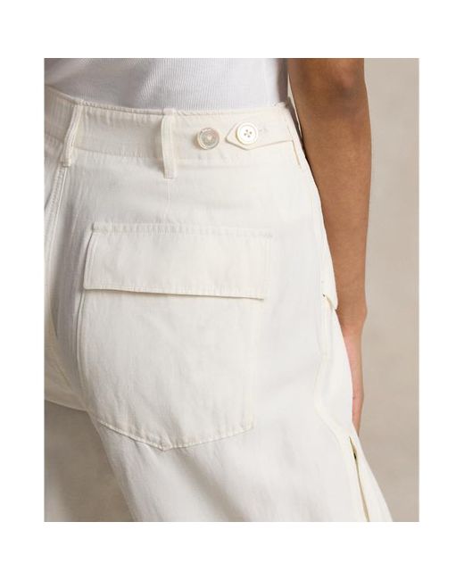 Pantaloni cargo in twill di misto seta di Polo Ralph Lauren in White