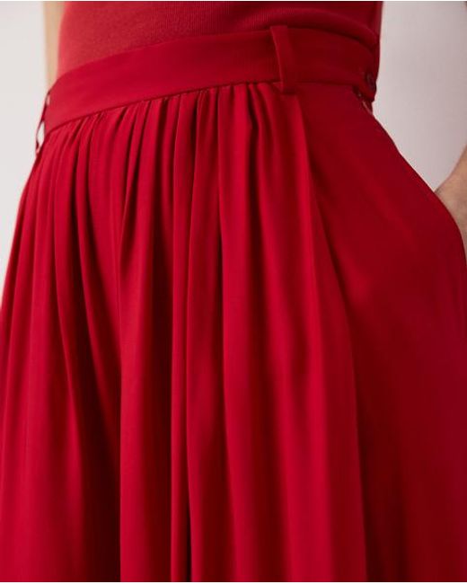 Ralph Lauren Red Vannesa Satin Wide-Leg Trousers