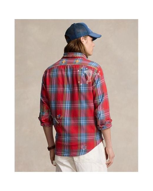 Camicia scozzese in flanella Classic-Fit di Polo Ralph Lauren in Red da Uomo