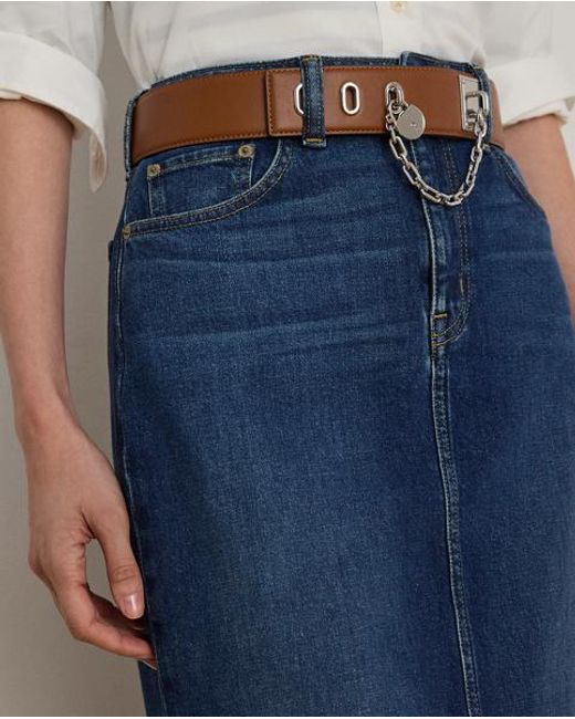 Falda Midi De Denim Ralph Lauren de color Blue