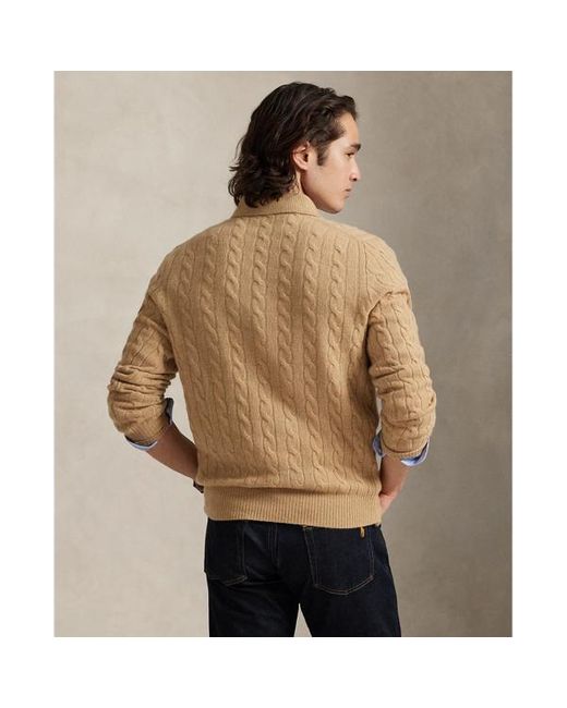 Maglia in lana e cashmere a trecce di Ralph Lauren in Brown da Uomo