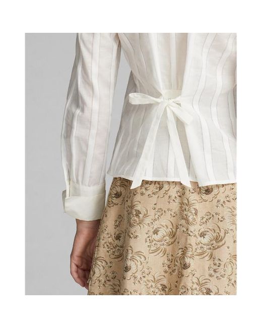 Blusa de jacquard de algodón con ribete RRL de color White