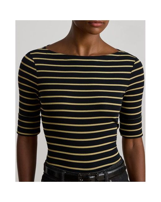Petite - Maglietta a righe metallizzate di Ralph Lauren in Black