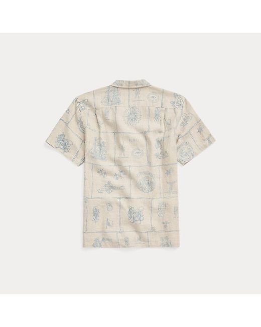 RRL Indigo Linnen Overhemd Met Print in het Natural voor heren