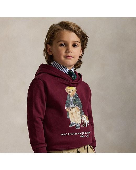 Polo Ralph Lauren Men's Red Ralph Lauren Boy's Polo Bear Fleece Hoodie