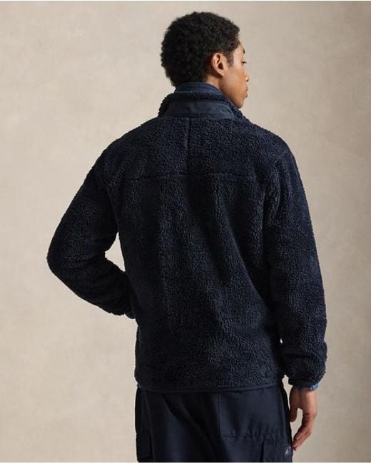 Polo Ralph Lauren Blue Pile Fleece Hybrid Jacket for men