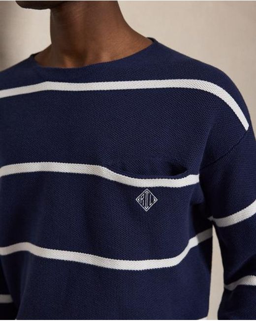 Polo Ralph Lauren Blue Relaxed Fit Mesh-Knit Cotton Sweater for men