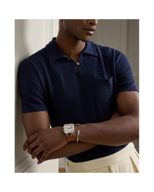 Maglia in seta e lino effetto texture di Ralph Lauren in Blue da Uomo