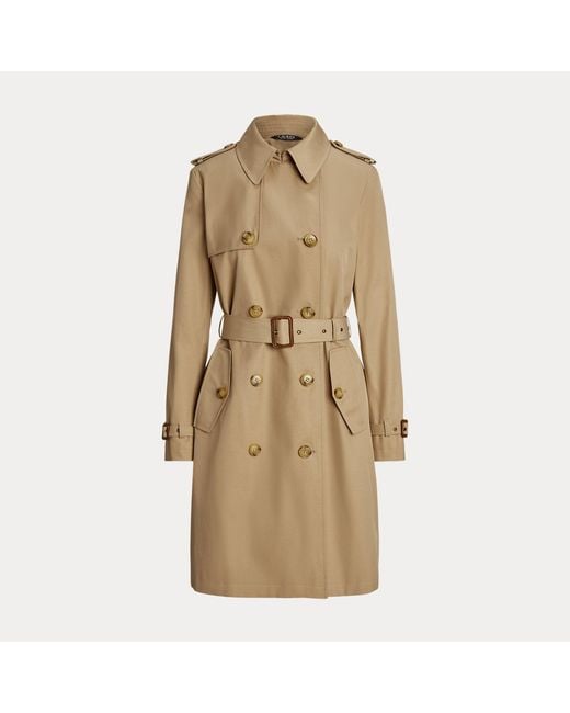 Ralph Lauren Natural Double-Breasted Cotton-Blend Trench Coat