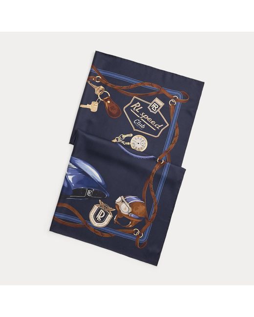 Ralph Lauren Blue Automobile-Print Silk Square Scarf for men