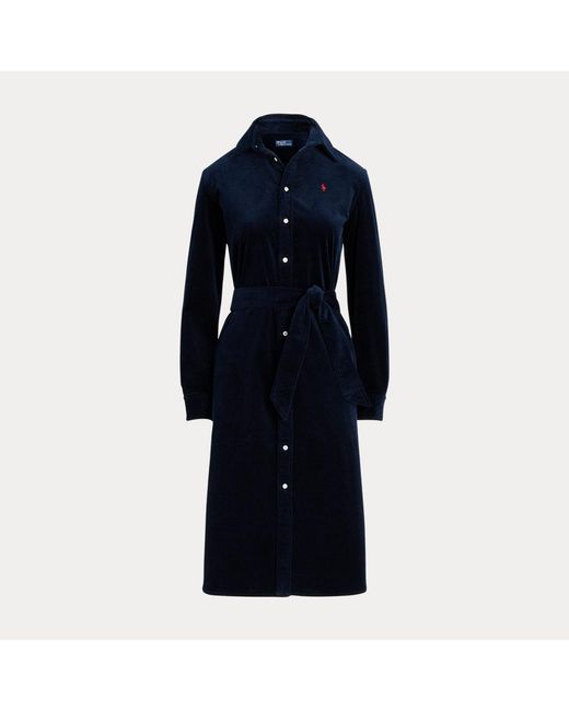 Polo Ralph Lauren Blue Belted Corduroy Shirtdress