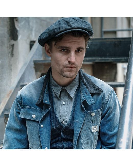RRL Blue Canvas Corduroy-Collar Engineer Jacket for men