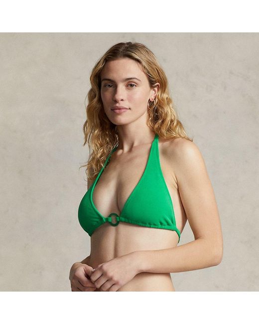 beschaving Slijm ondersteuning Ralph Lauren O-ring Halter Bikini Top in Green | Lyst
