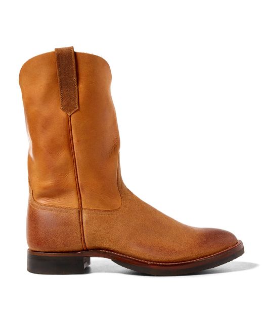 RRL Brown Leather Roper Boot for men