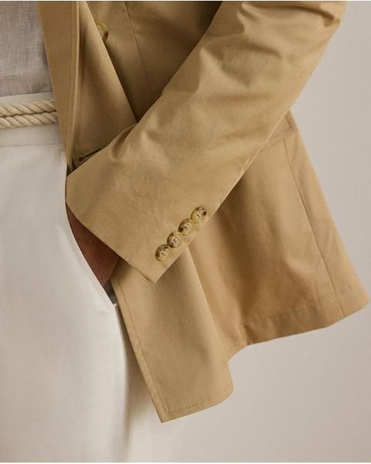 Ralph Lauren Natural Double-Breasted Cotton Twill Blazer