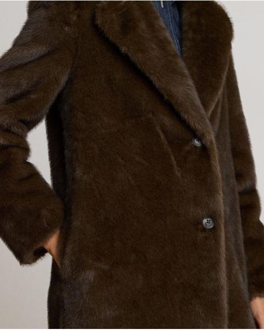 Ralph Lauren Black Faux-Fur Reefer Coat