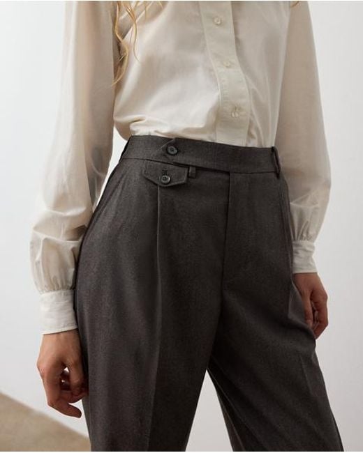 Ralph Lauren Gray Brie Wool-Blend Trouser