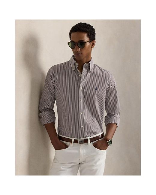 Camicia in popeline a righe Custom-Fit di Polo Ralph Lauren in Gray da Uomo
