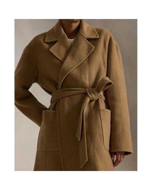 Cappotto a vestaglia in lana double-face di Polo Ralph Lauren in Natural