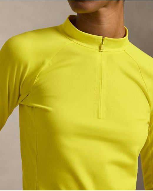 Polo Ralph Lauren Yellow Sueded Jersey Cropped Half-Zip