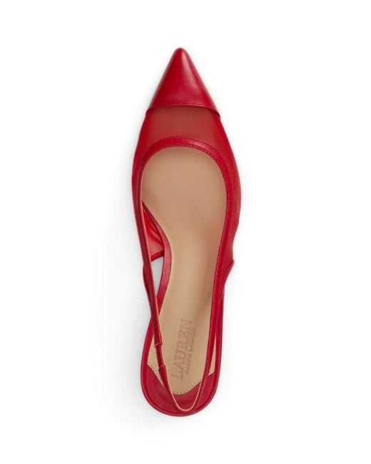 Ralph Lauren Red Lolah Ii Mesh & Nappa Slingback Pump