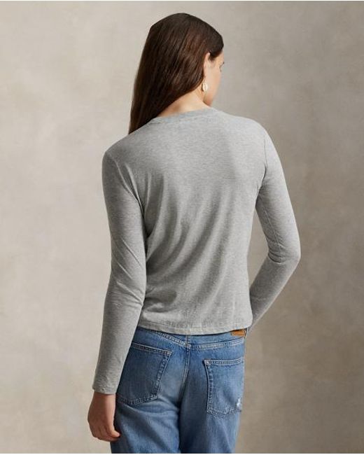 Polo Ralph Lauren Gray Long-Sleeve Jersey Crewneck T-Shirt