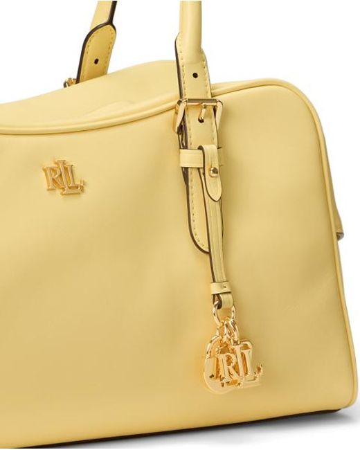 Ralph Lauren Yellow Leather Large Marcy Zip Satchel