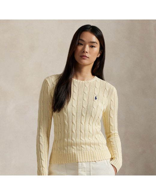Polo Ralph Lauren Natural Cable-Knit Cotton Crewneck Jumper