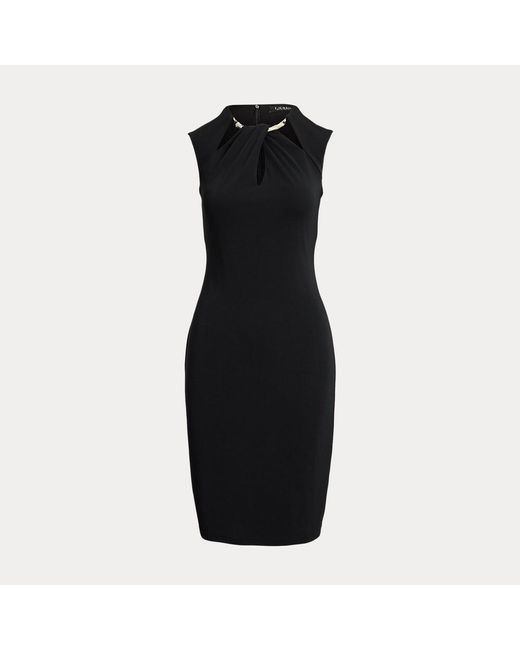 Ralph Lauren Jersey Cocktailjurk Met Uitsnijding in het Black