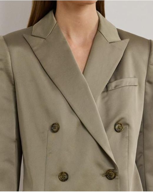 Ralph Lauren Green Zweireihiger Blazer Aus Charmeuse