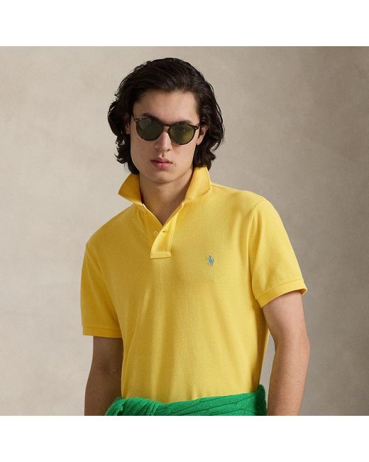 Polo Ralph Lauren Yellow The Iconic Custom Slim Fit Mesh Polo for men