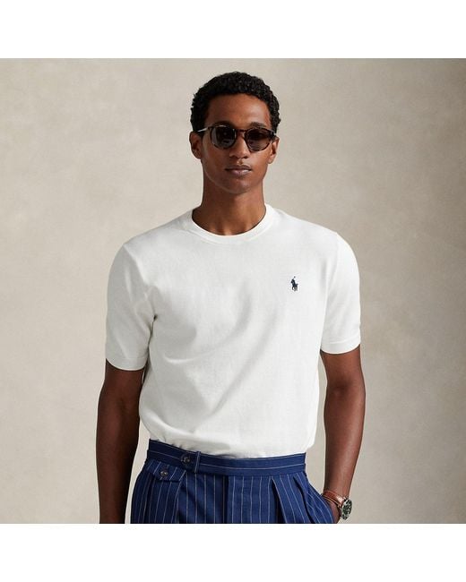 Polo Ralph Lauren White Cotton Crewneck Short-Sleeve Jumper for men