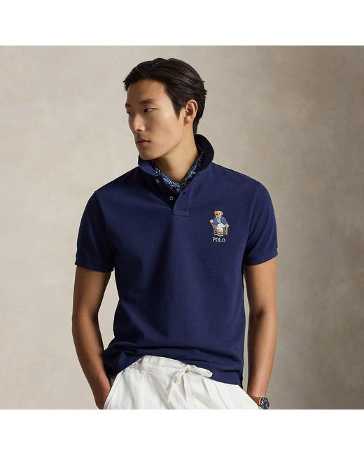 Polo Ralph Lauren Blue Custom Slim Fit Polo Bear Polo Shirt for men