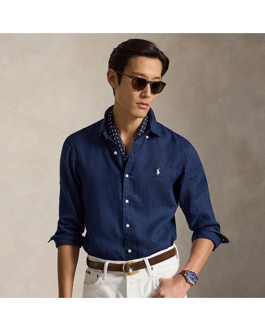 Polo Ralph Lauren Green Slim Fit Linen Shirt for men