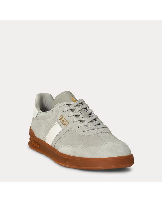 Polo Ralph Lauren White Heritage Aera Suede Trainer