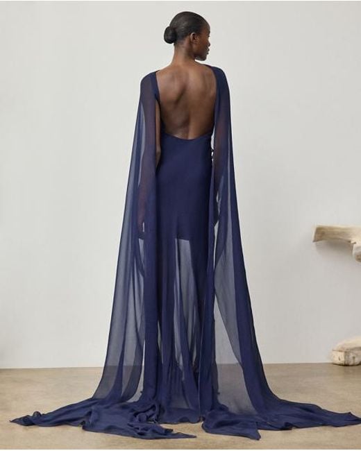 Ralph Lauren Blue Abendkleid Dylon Aus Gewaschenem Chiffon