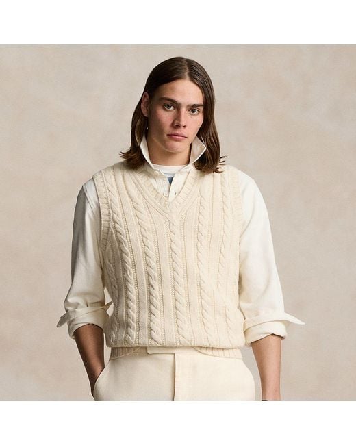 Ralph Lauren Natural Aran-knit Cotton-cashmere Sweater Vest for men
