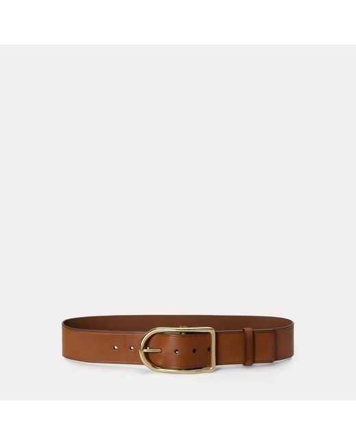 Ralph Lauren Brown Curved-Buckle Leather Belt