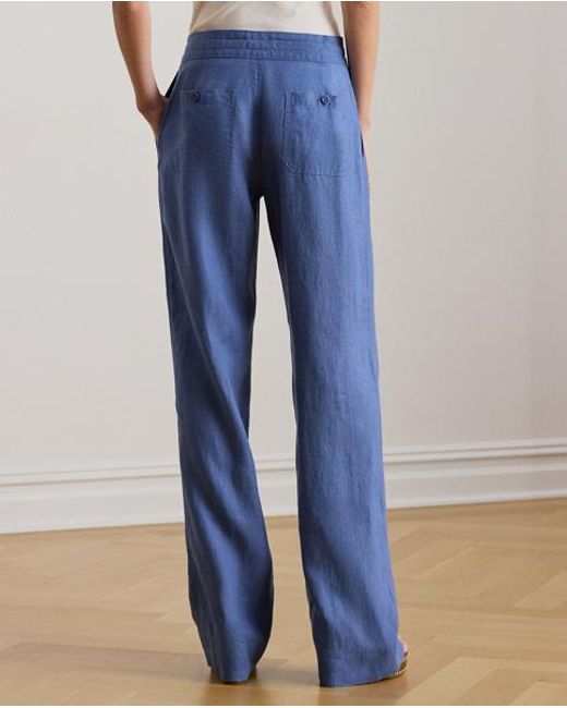 Ralph Lauren Blue Linen Wide-Leg Pant