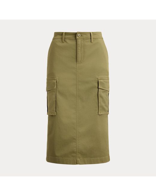 Ralph Lauren Green Stretch Chino Cargo Pencil Skirt