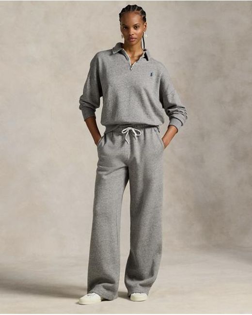 Polo Ralph Lauren Gray Drawstring Wide-Leg Tracksuit Bottoms