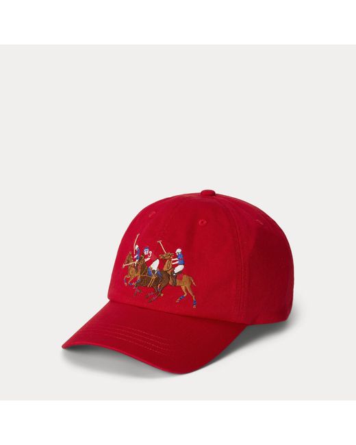 Polo Ralph Lauren Red Ralph Lauren Boy's Triple-Pony Cotton Twill Ball Cap for men