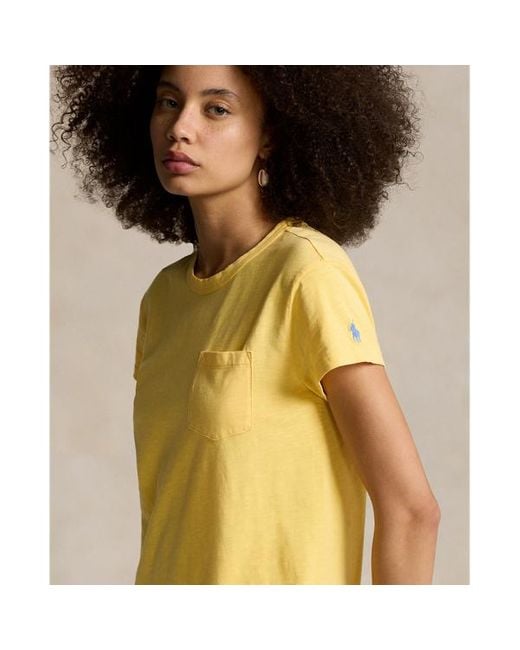 Polo Ralph Lauren Katoenen T-shirtjurk Met Ronde Hals in het Yellow
