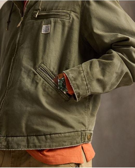 Polo Ralph Lauren Green Canvas Hooded Jacket for men